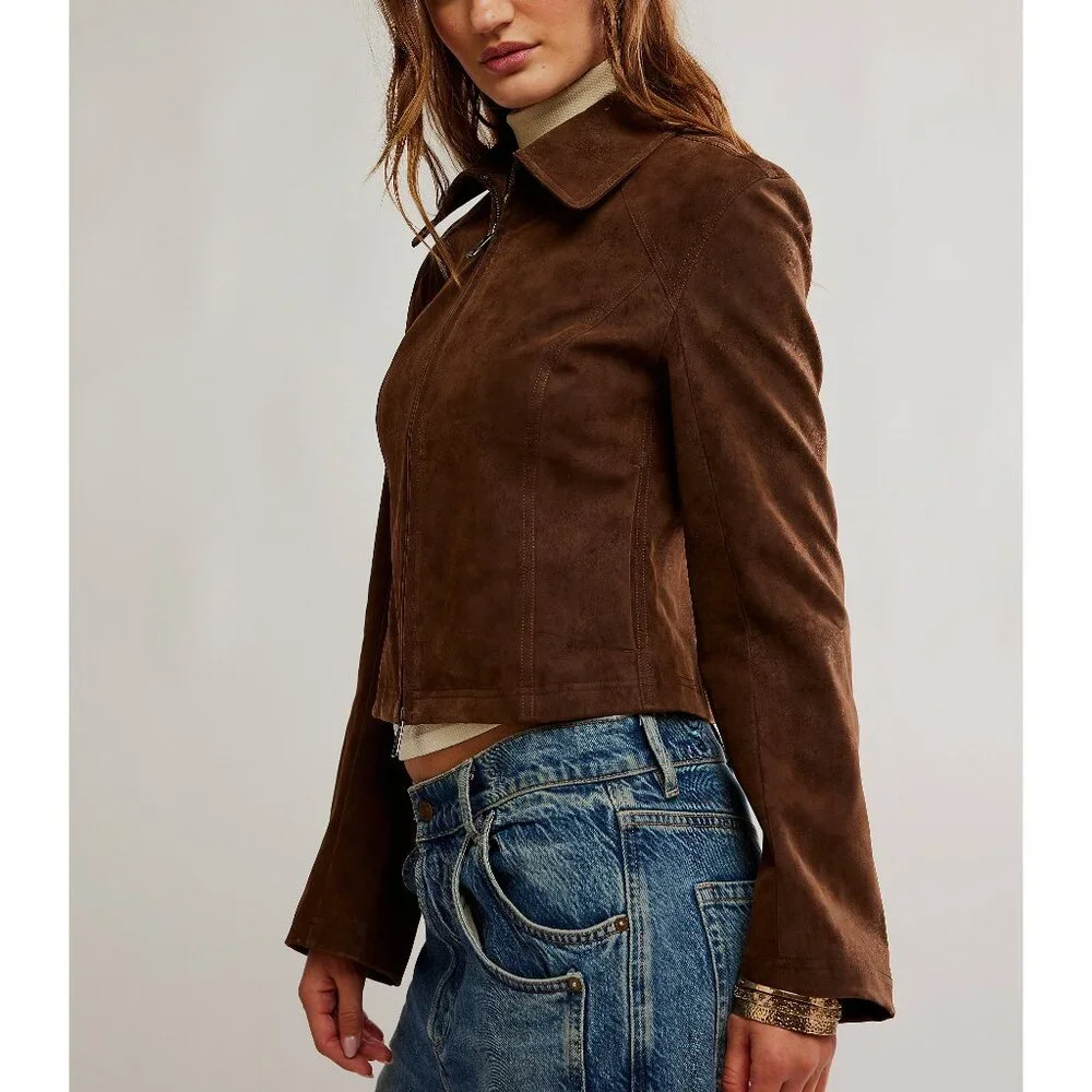 🆕 FREE PEOPLE We The Free River Vegan Suede Jacket / Double Espresso - Picture 2 of 7